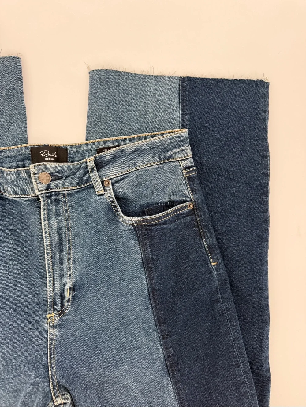 Rails The Getty Paneled High Rise Wide Leg Blue Jeans Women's - Size 32